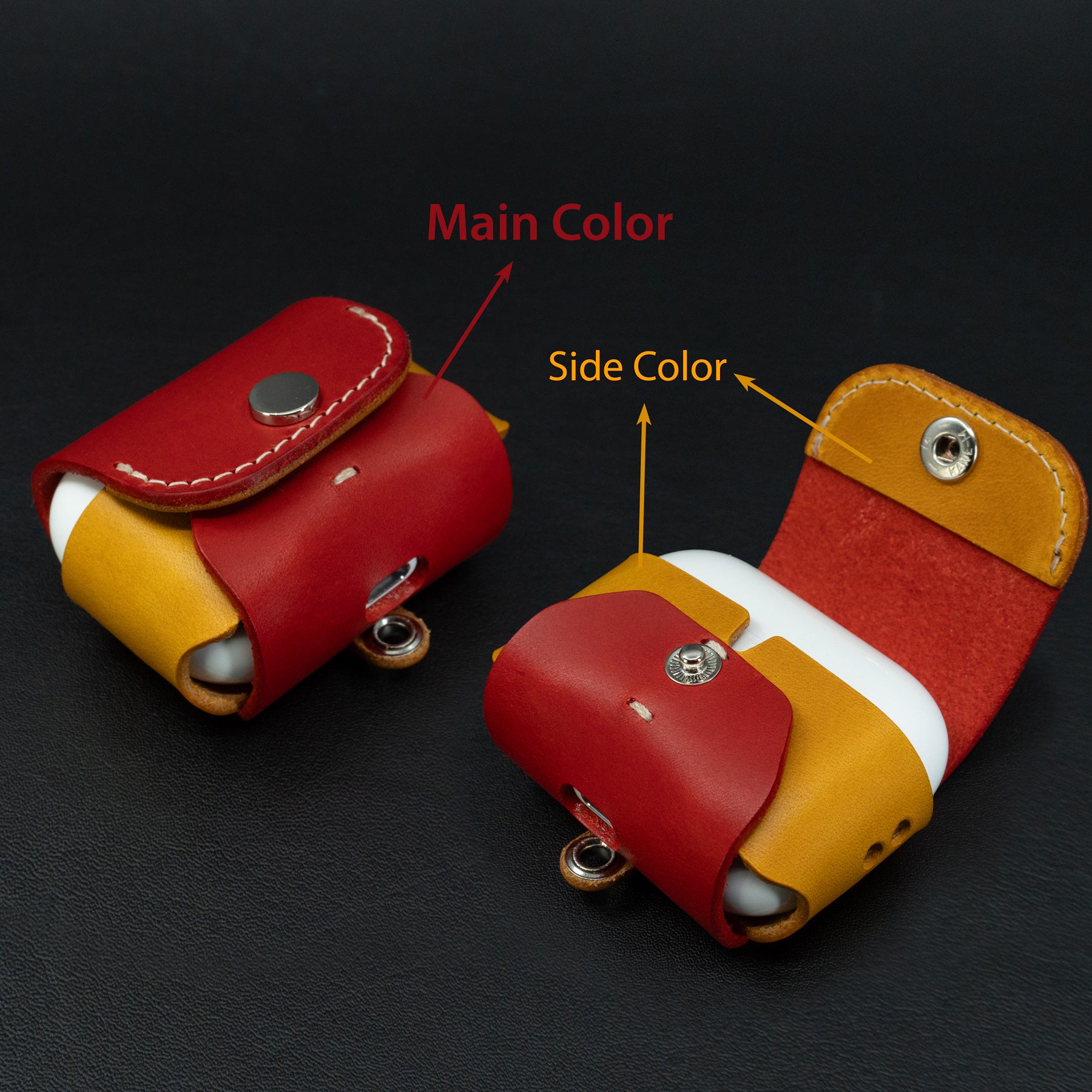 AirPods Pro 3 Custom Two-Tone Leather Case – Personalized, Choose Your Own Colors