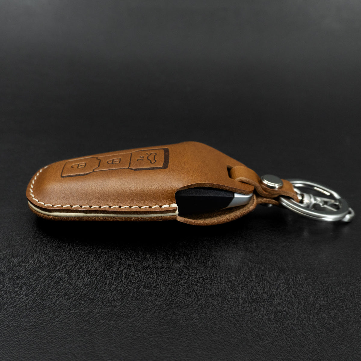 Audi key fob leather cover, hardware detail