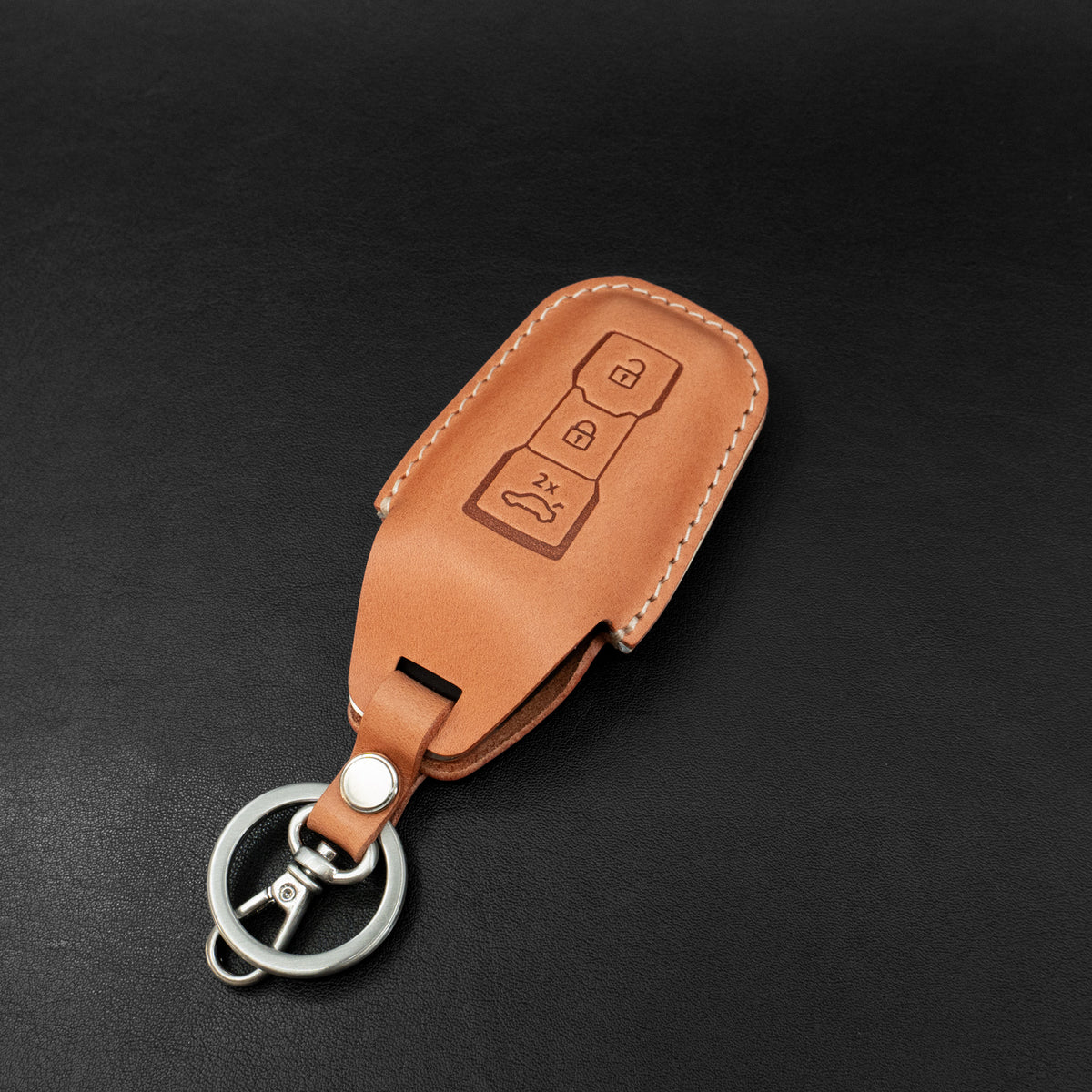 Audi key fob leather cover, texture close-up