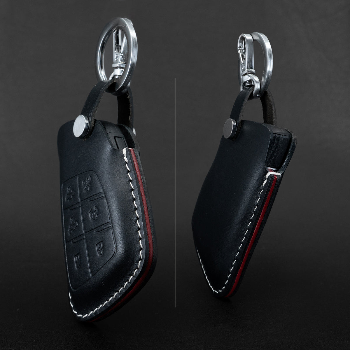 Chevy GMC key fob leather case, back view