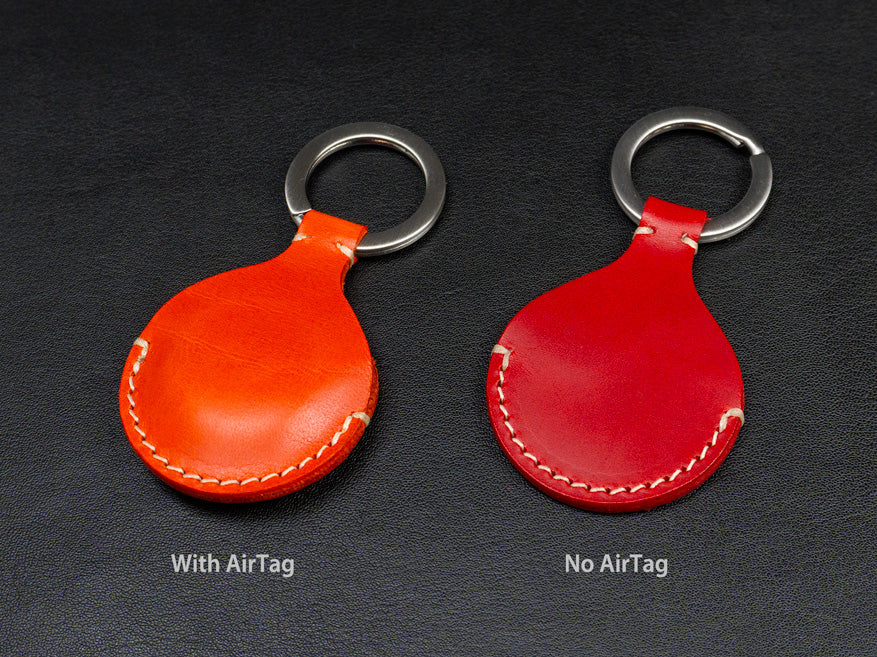 AirTag Keychain - Italian Veg-Tanned Leather - Handcrafted in USA - Personalized Stamp