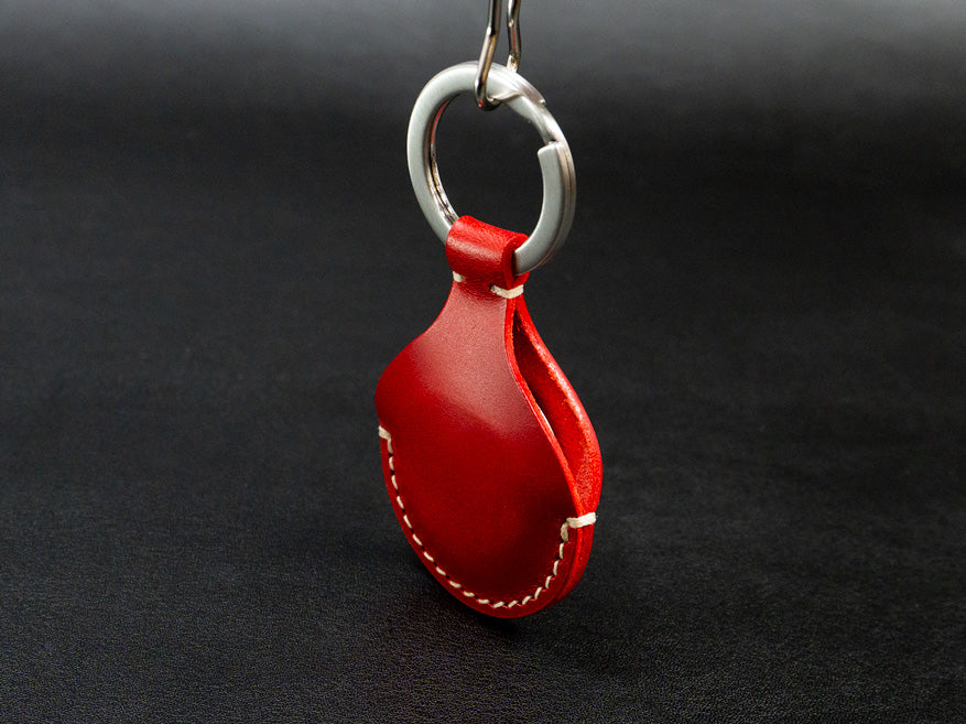 AirTag Keychain - Italian Veg-Tanned Leather - Handcrafted in USA - Personalized Stamp