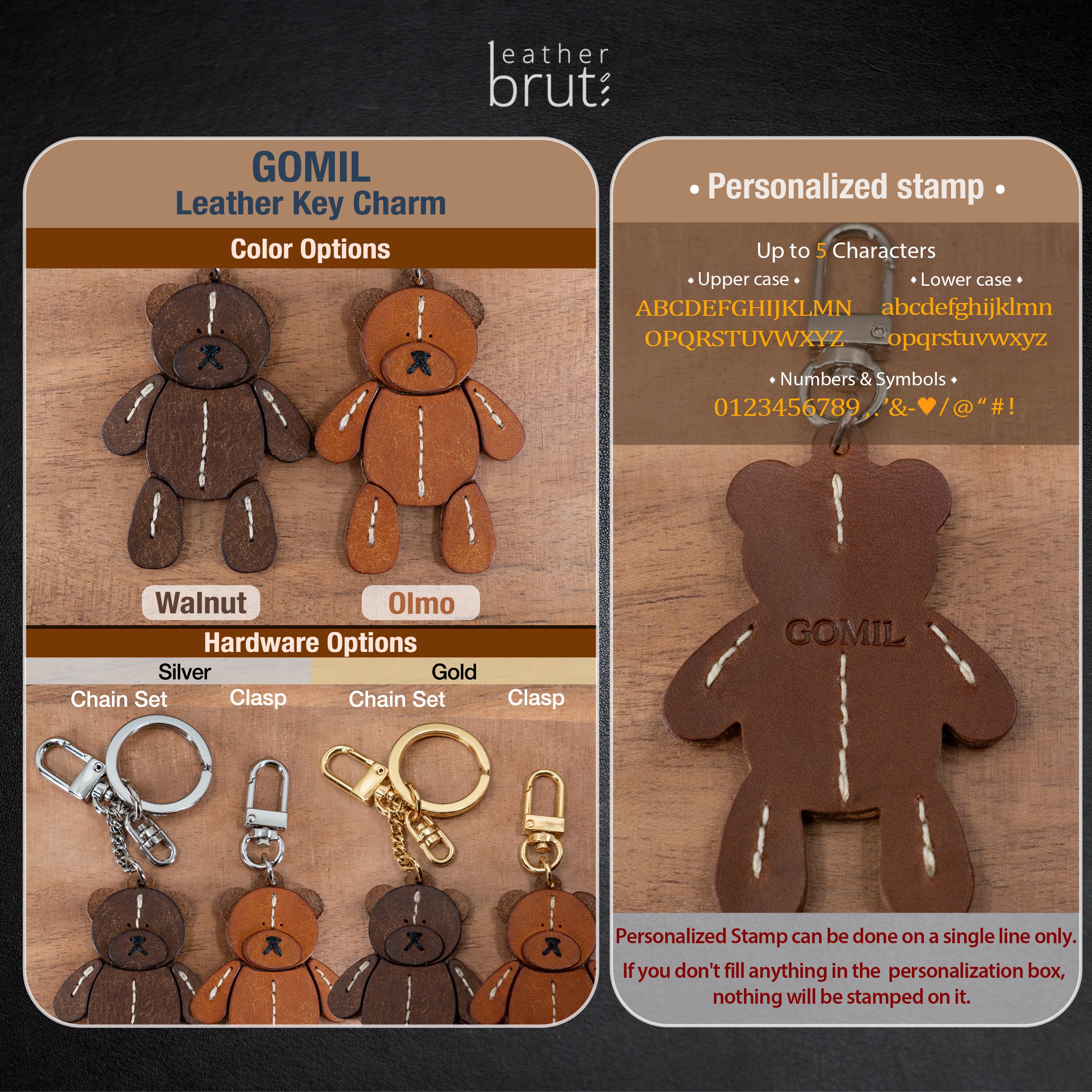 Gomil - Leather Bear Charm – Handcrafted Keychain & Bag Charm