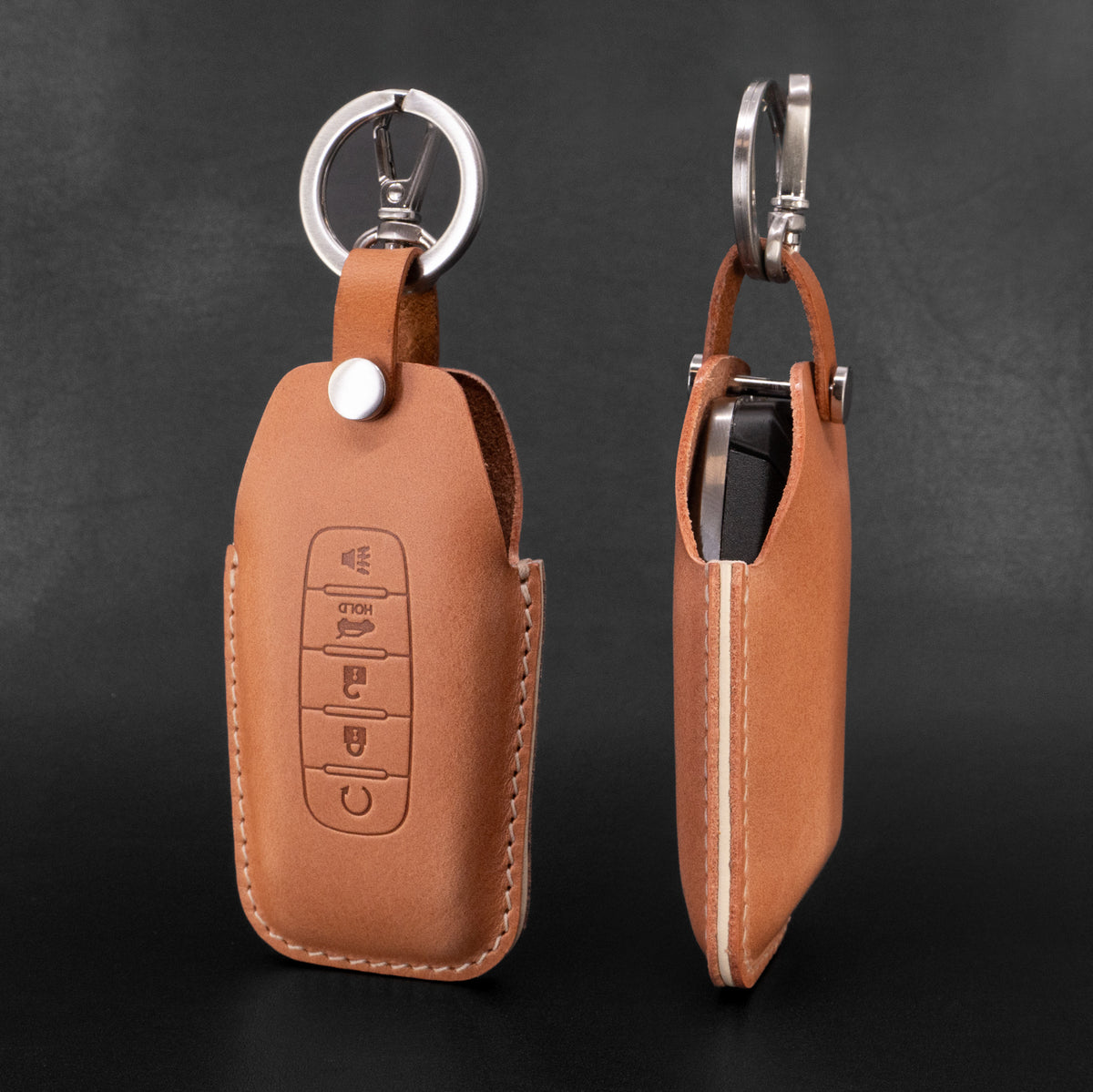 Infiniti key fob leather case, angled view