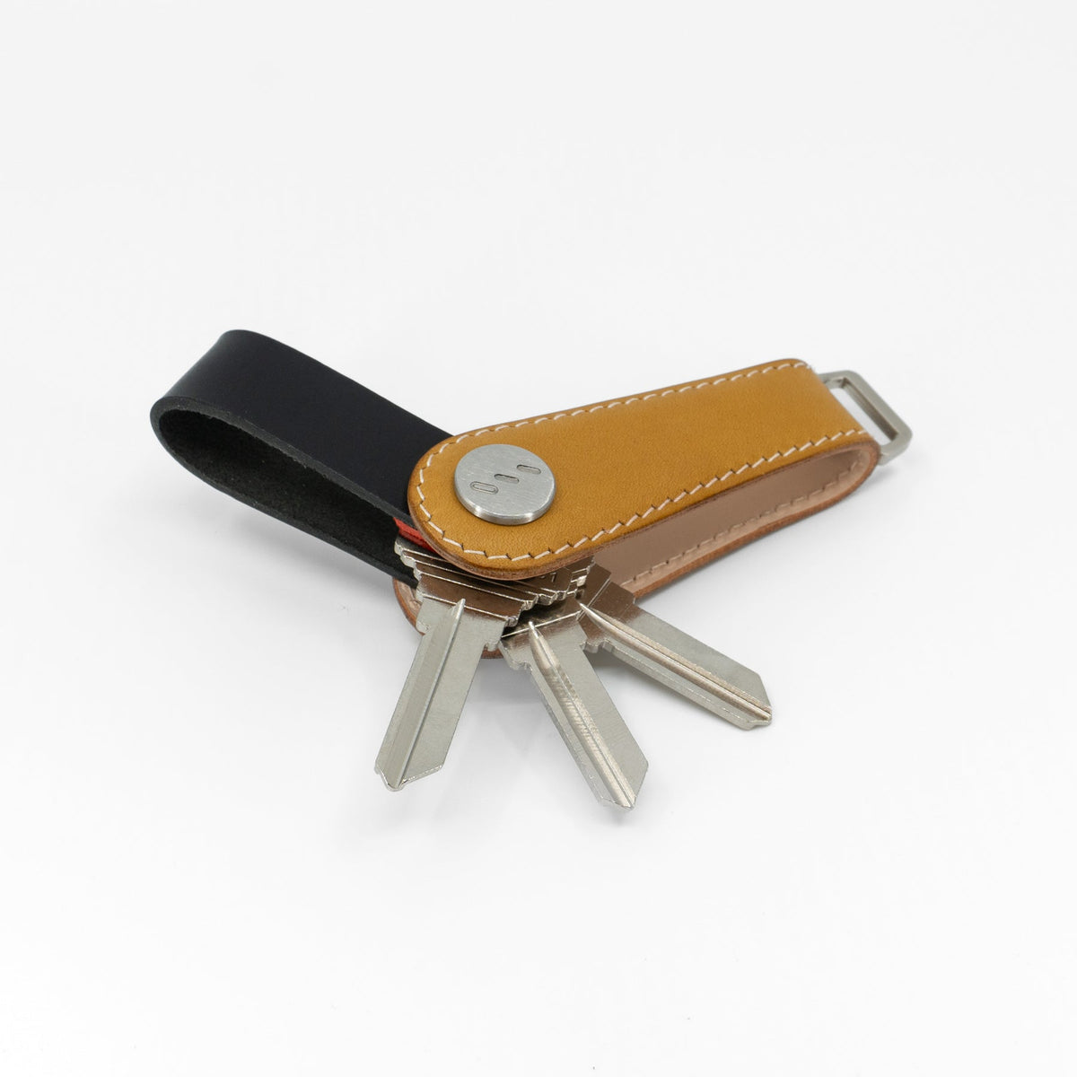 Texture close-up of yellow NOVONAPPA calfskin key organizer