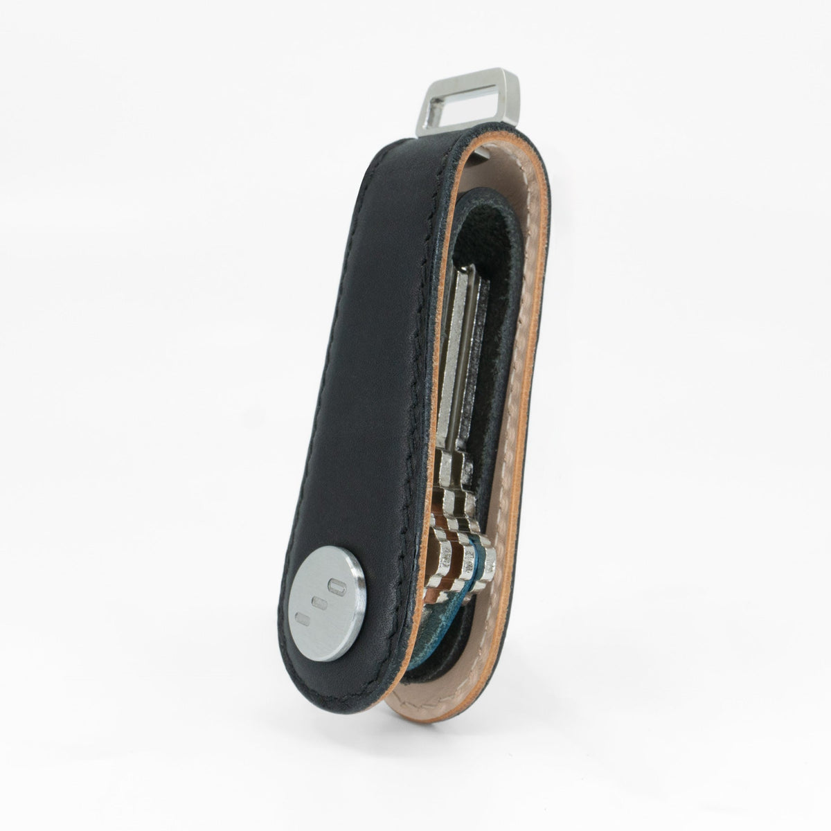 Black NOVONAPPA French calfskin key organizer, front view