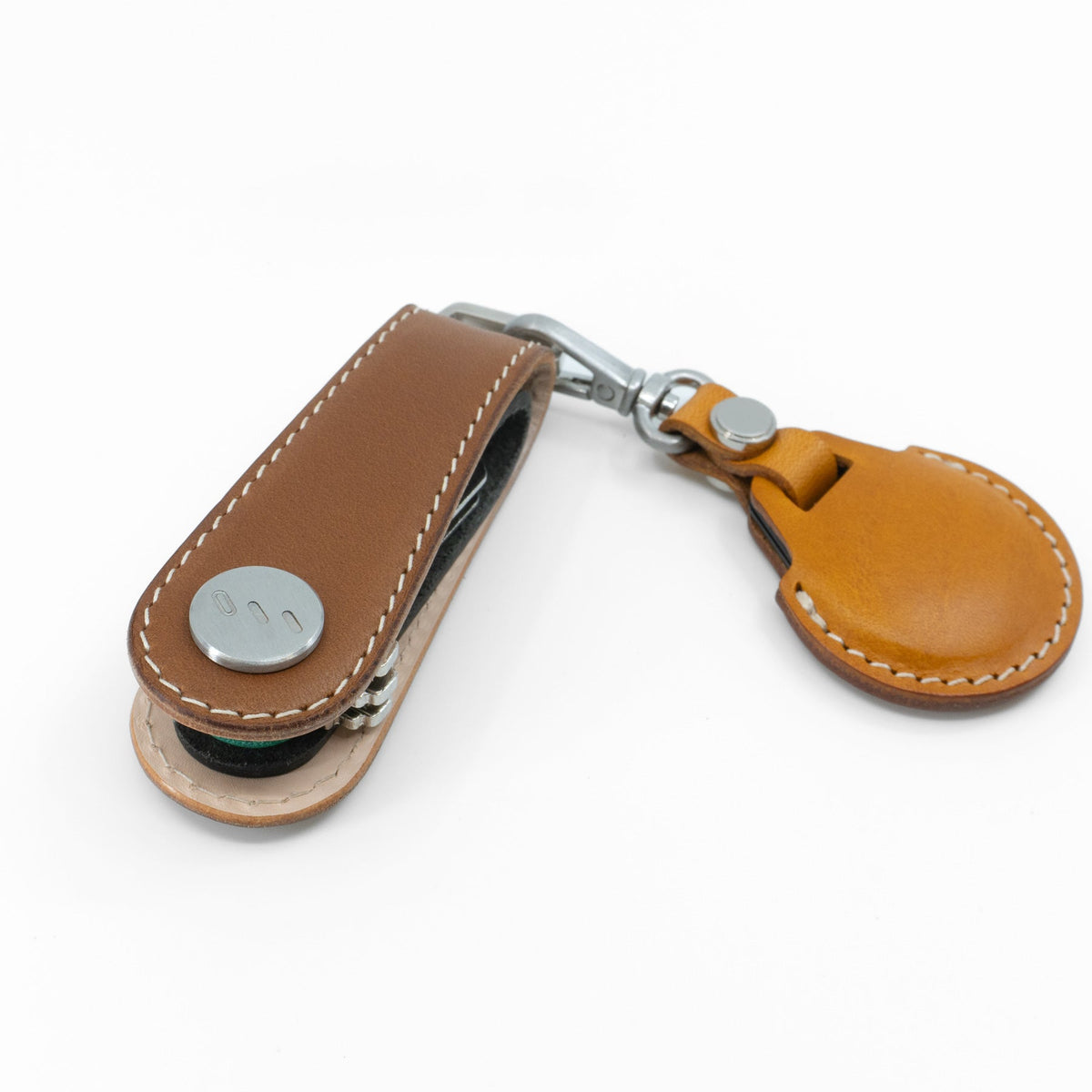 Brown NOVONAPPA calfskin key organizer, top view