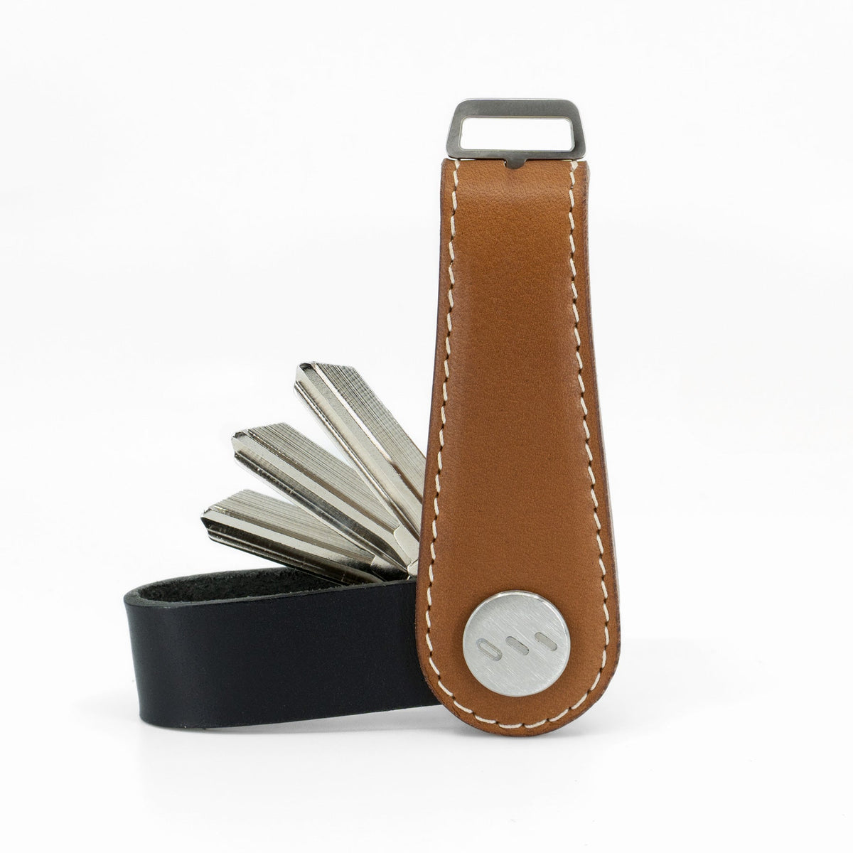 Texture close-up of brown NOVONAPPA calfskin key organizer