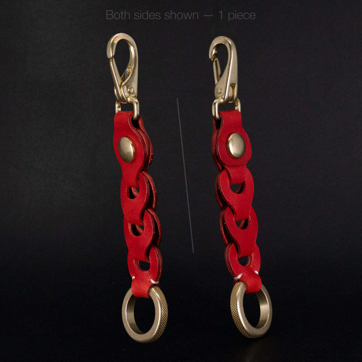 Red Leather Link Keychain — Handcrafted in the USA