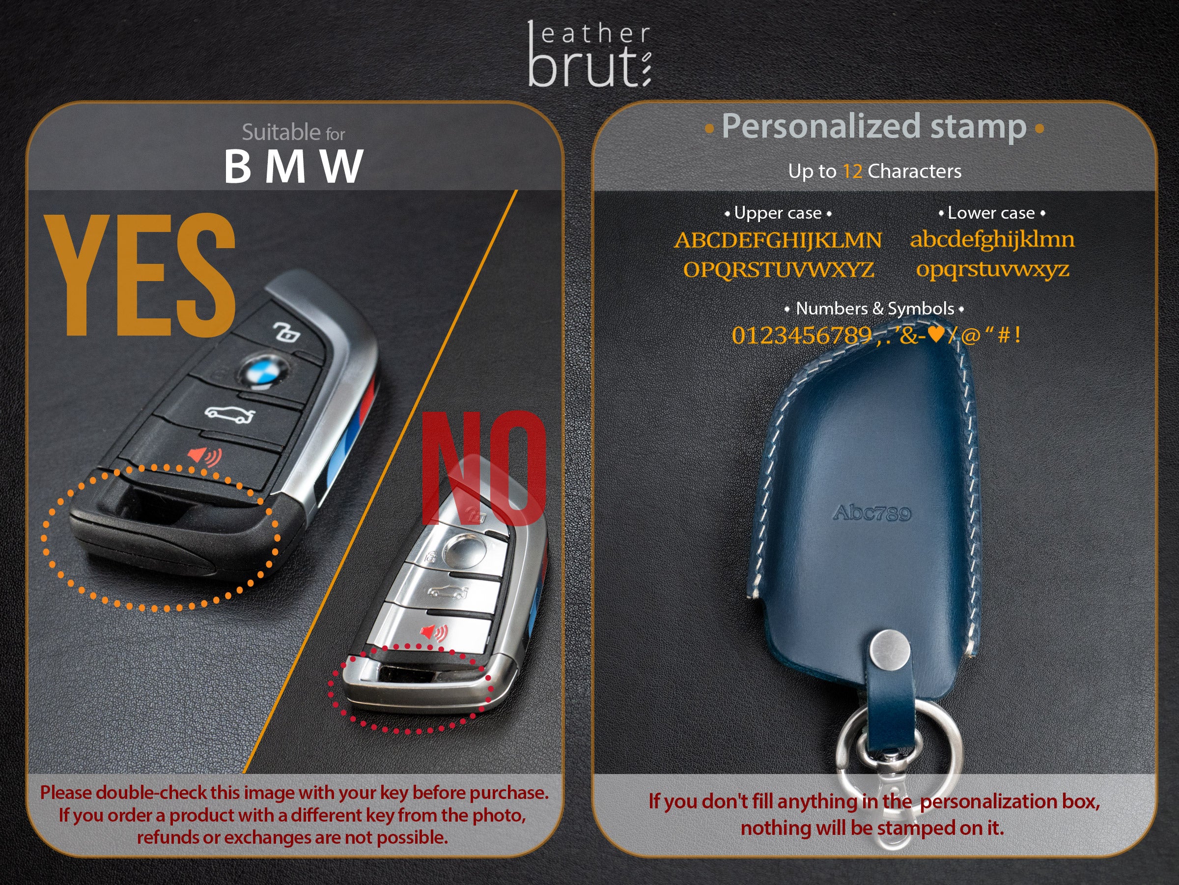 Leather Key Case for BMW - Bigger Blade Shape