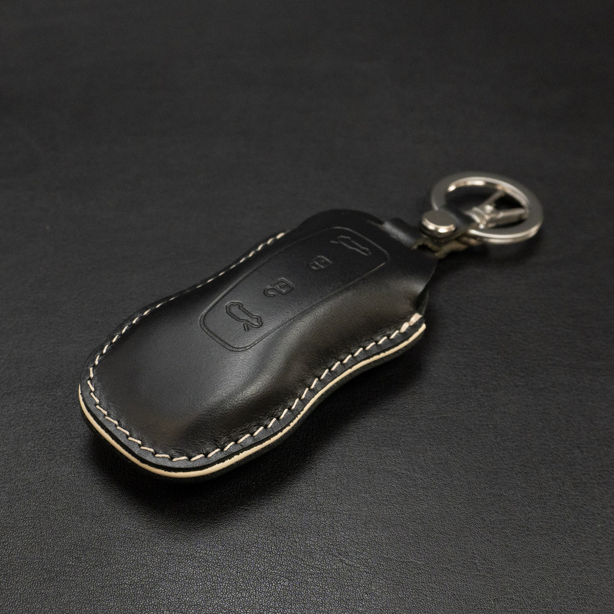 Porsche Macan EV key fob leather cover, bottom view