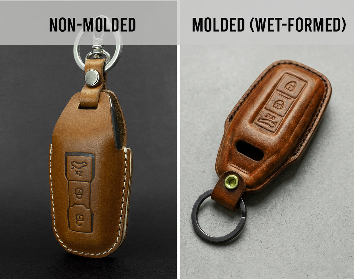 Molded vs Non-Molded Leather Key Fob Covers: Which Ages Better?
