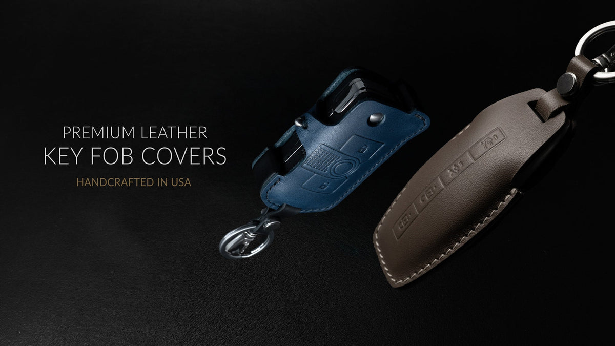 Handmade leather key fob covers