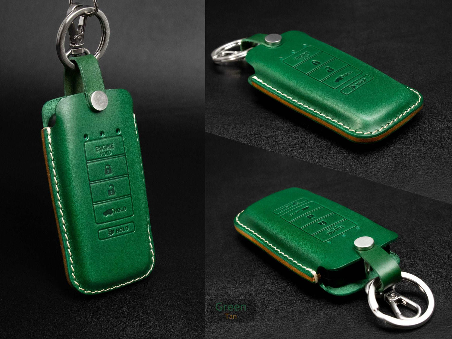 Acura [2-V2] Series Leather Key Fob  Case - TLX RLX CDX5 RDX MDX - Handcrafted in USA - Personalized Stamp