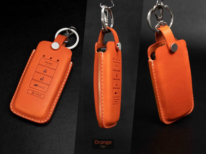 Acura [2-V2] Series Leather Key Fob  Case - TLX RLX CDX5 RDX MDX - Handcrafted in USA - Personalized Stamp