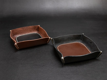 Leather Tray [TRs] Small size - Veg Tanned Leather - Personalized Stamp - Handcrafted in USA