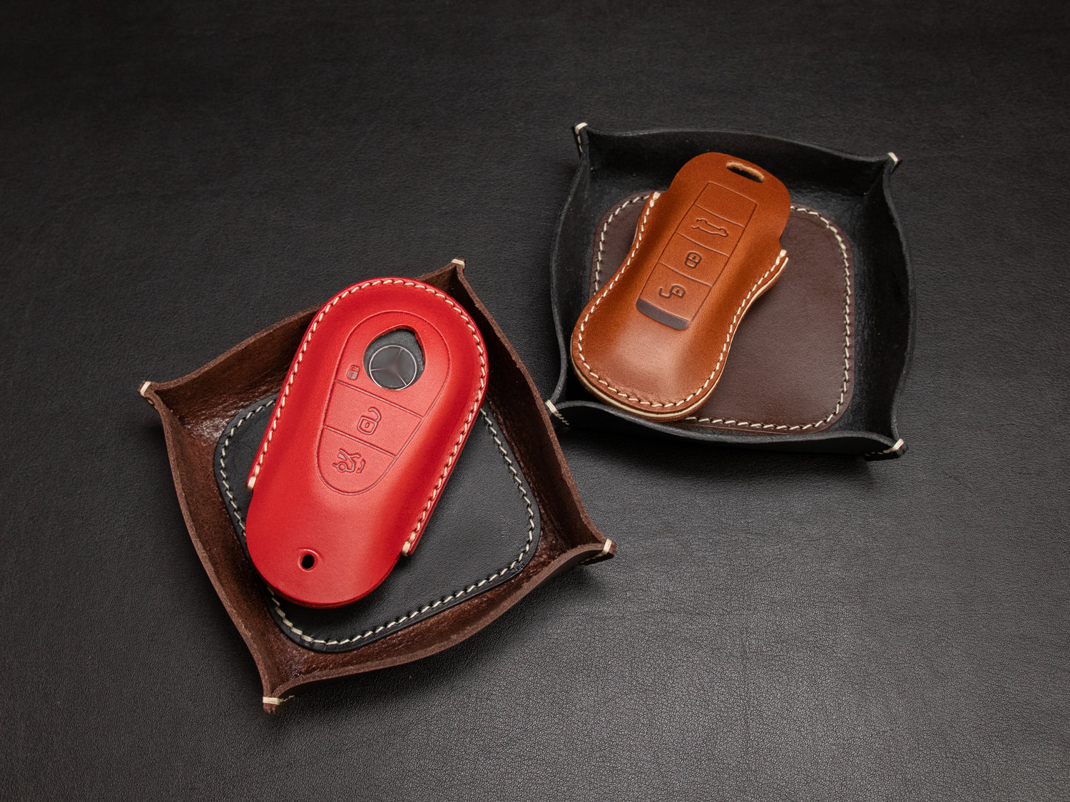 Leather Tray [TRs] Small size - Veg Tanned Leather - Personalized Stamp - Handcrafted in USA