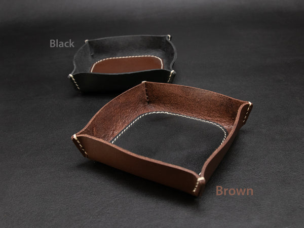 Leather Tray [TRs] Small size - Veg Tanned Leather - Personalized Stamp - Handcrafted in USA