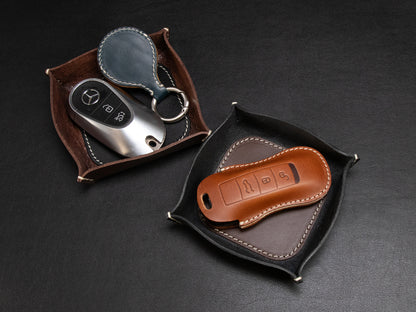 Leather Tray [TRs] Small size - Veg Tanned Leather - Personalized Stamp - Handcrafted in USA