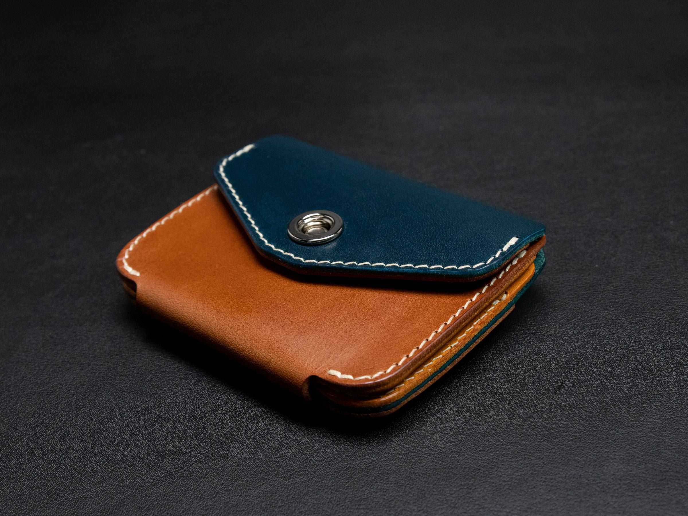 AirTag Leather Wallet [TW-NBr]  - Card Holder - Premium Italian Veg-Tanned Leather - Personalized Stamp - Handcrafted in USA