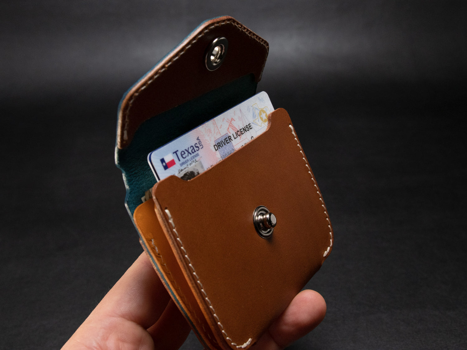 AirTag Leather Wallet [TW-NBr]  - Card Holder - Premium Italian Veg-Tanned Leather - Personalized Stamp - Handcrafted in USA