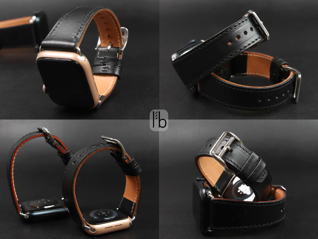 Apple Watch Leather Band - Black - [V1] - Italian Veg-Tanned Leather - Handcrafted in USA