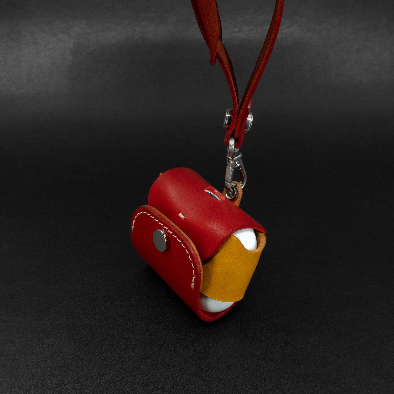 AirPods-Pro3-Leather case-Red-yellow