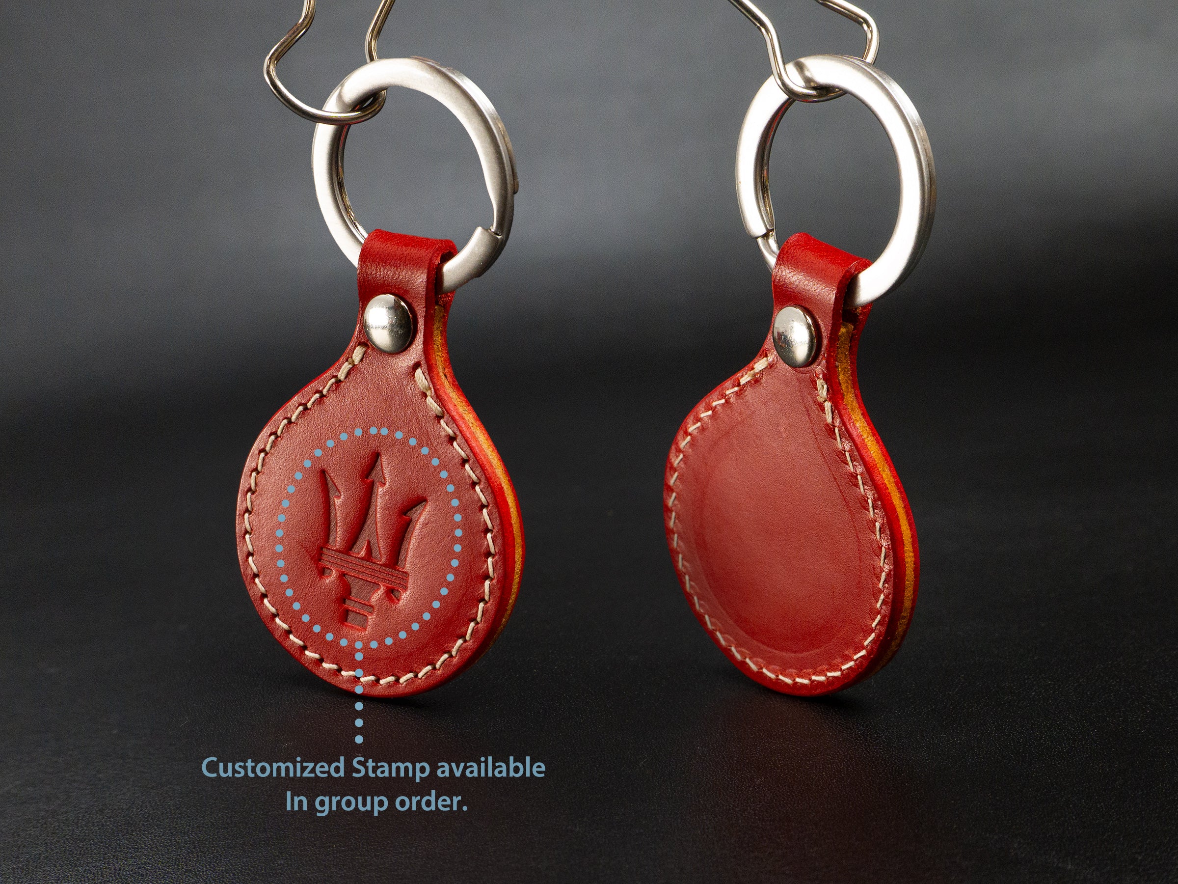 Keychain [BW] - Italian Veg-Tanned Leather - Handcrafted in USA - Personalized Stamp
