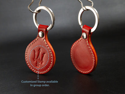 Keychain [BW] - Italian Veg-Tanned Leather - Handcrafted in USA - Personalized Stamp