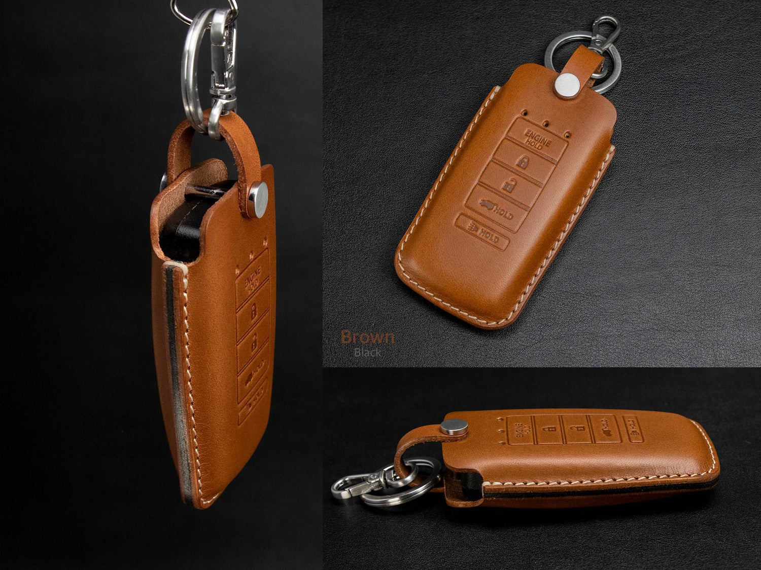 Acura [2-V2] Series Leather Key Fob  Case - TLX RLX CDX5 RDX MDX - Handcrafted in USA - Personalized Stamp