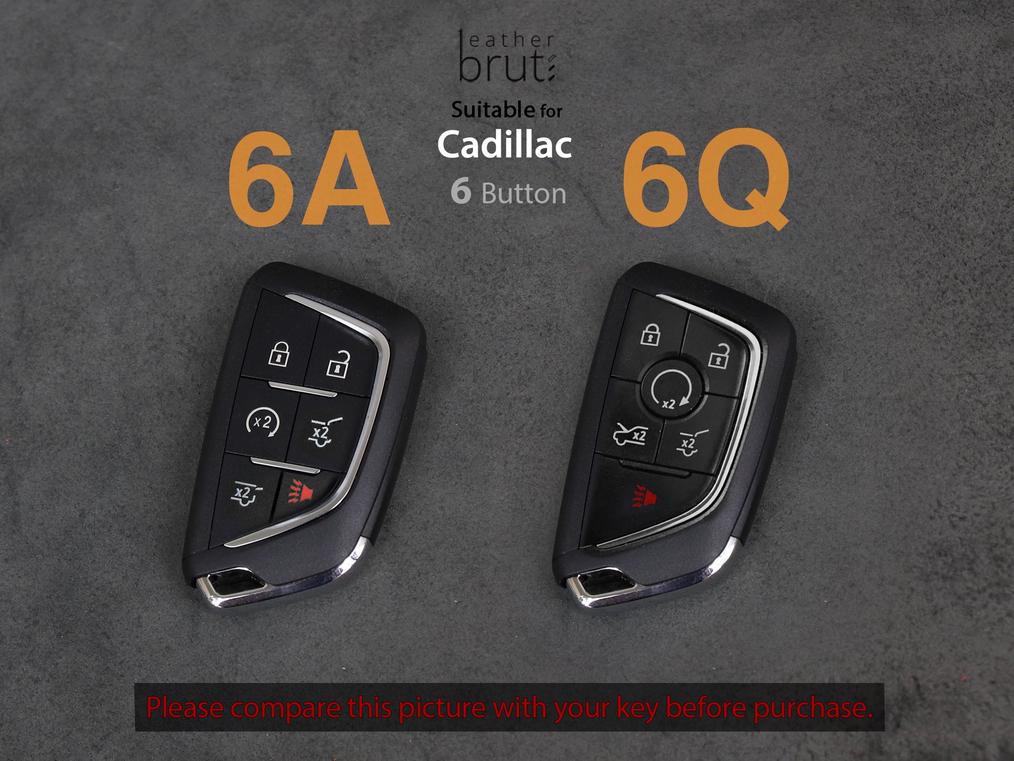 Cadillac [2-6] Key Fob Leather Case - Italian Veg-Tanned Leather