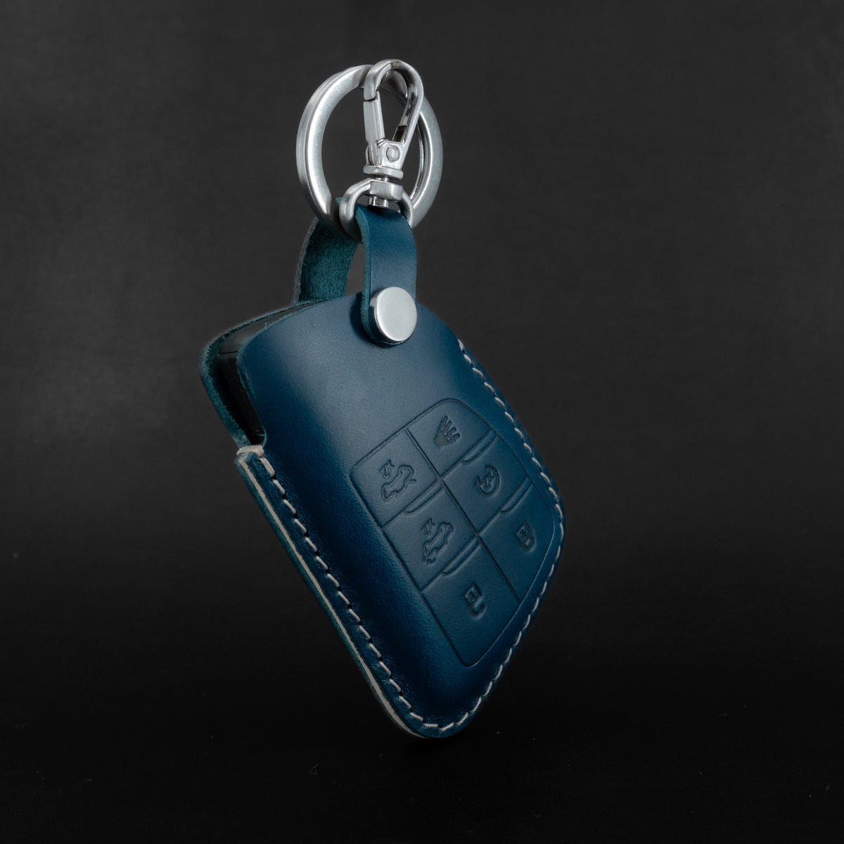 Chevy and GMC leather key fob case for Silverado, Sierra and Hummer EV, front view