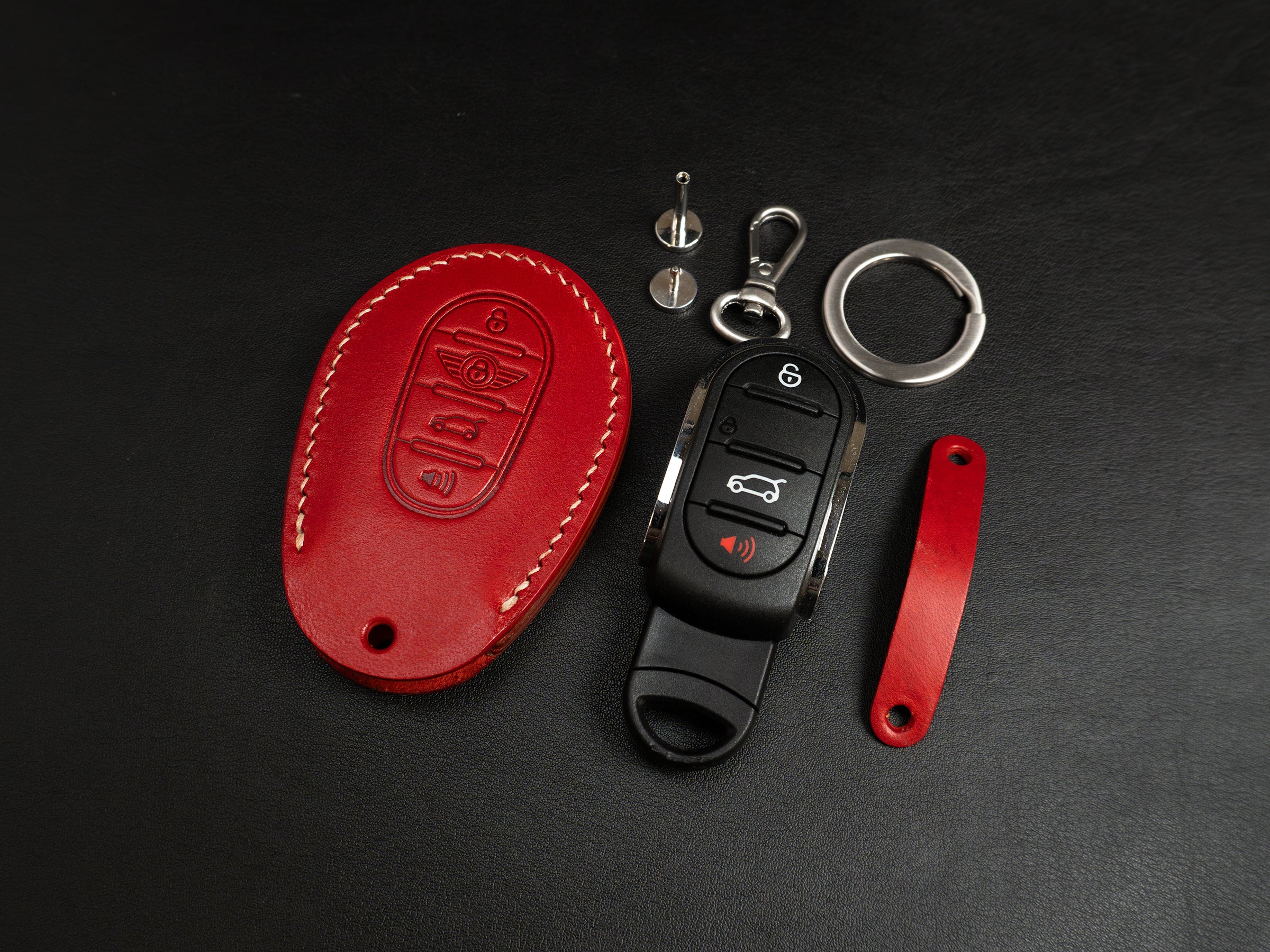 MINI Cooper Series [1-V2] Leather Key Fob Cover RED, 57% OFF