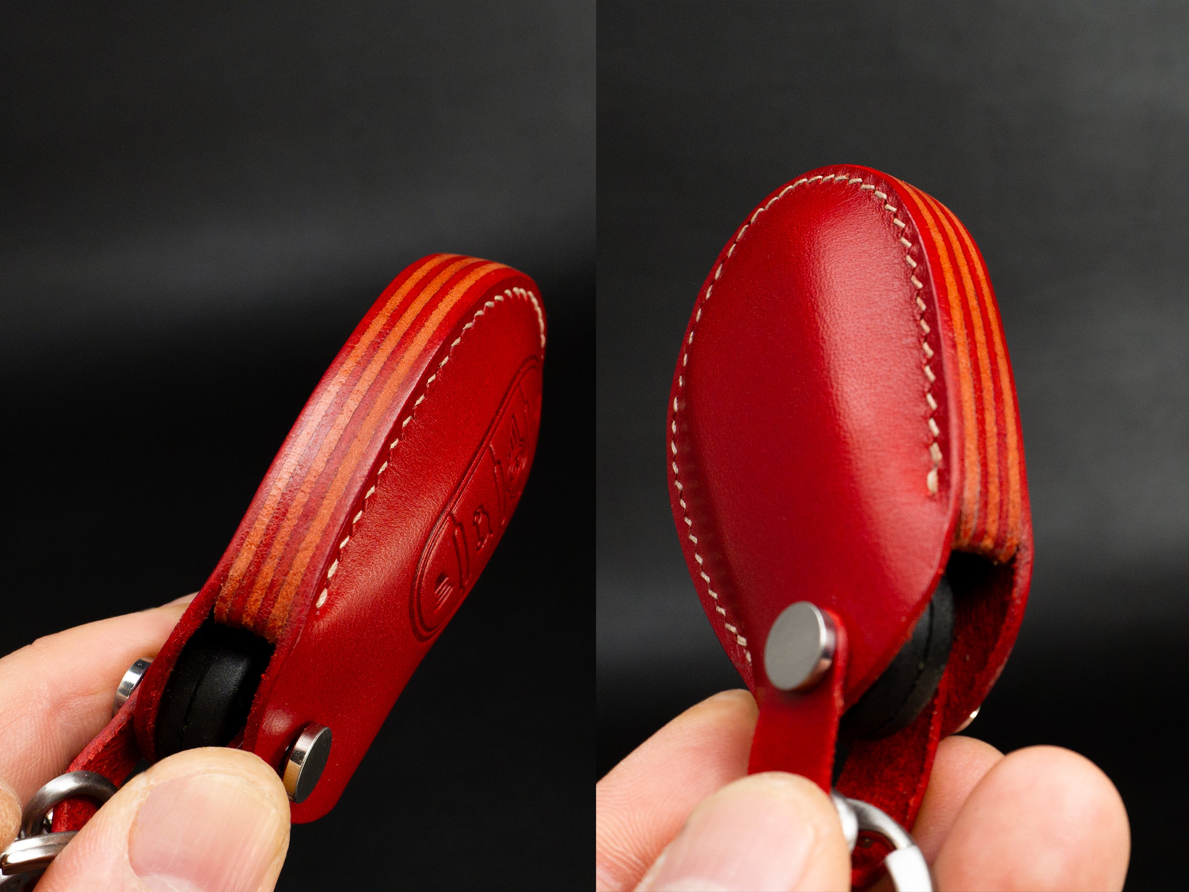 MINI Cooper Series [1-V2] Leather Key Fob Cover - RED - Handcrafted in USA