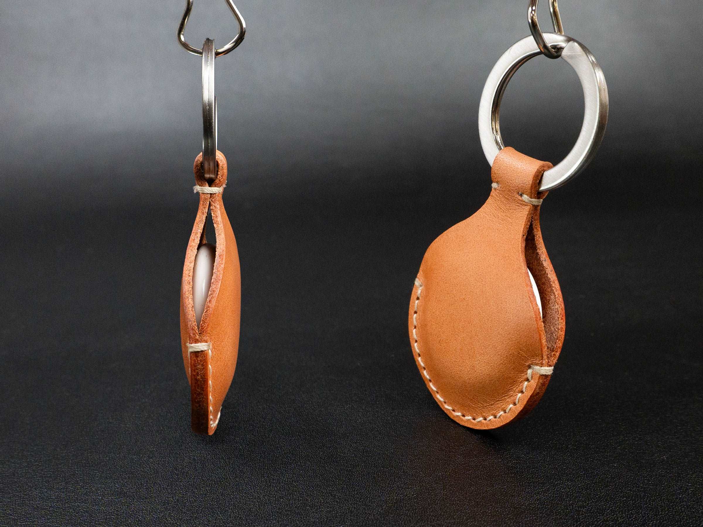 AirTag Keychain - Italian Veg-Tanned Leather - Handcrafted in USA - Personalized Stamp