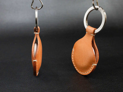 AirTag Keychain - Italian Veg-Tanned Leather - Handcrafted in USA - Personalized Stamp