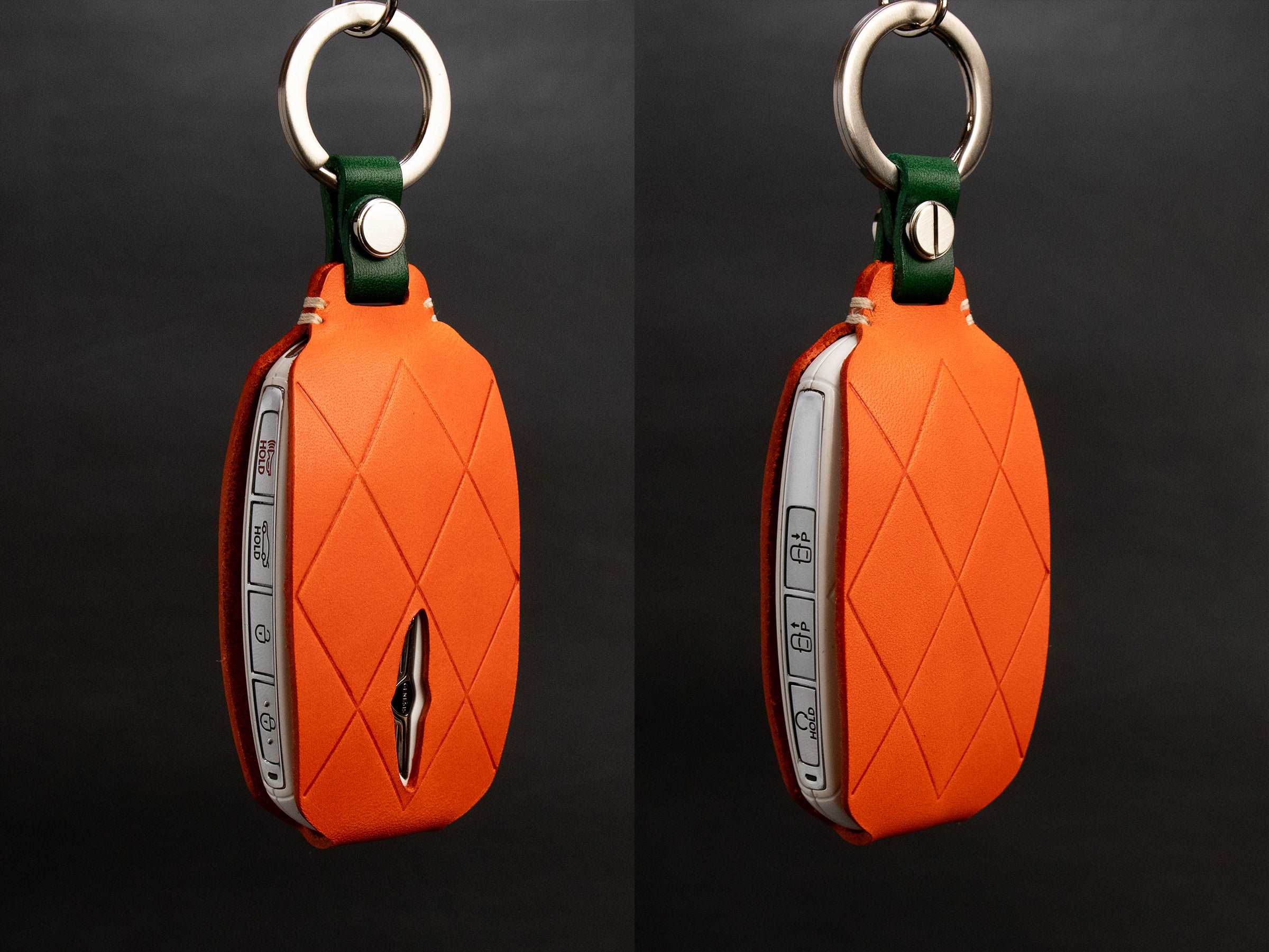 Genesis Series [3] Leather Key Fob Case - GV90 GV60 - Premium Italian Veg-Tanned Leather - Personalized Stamp