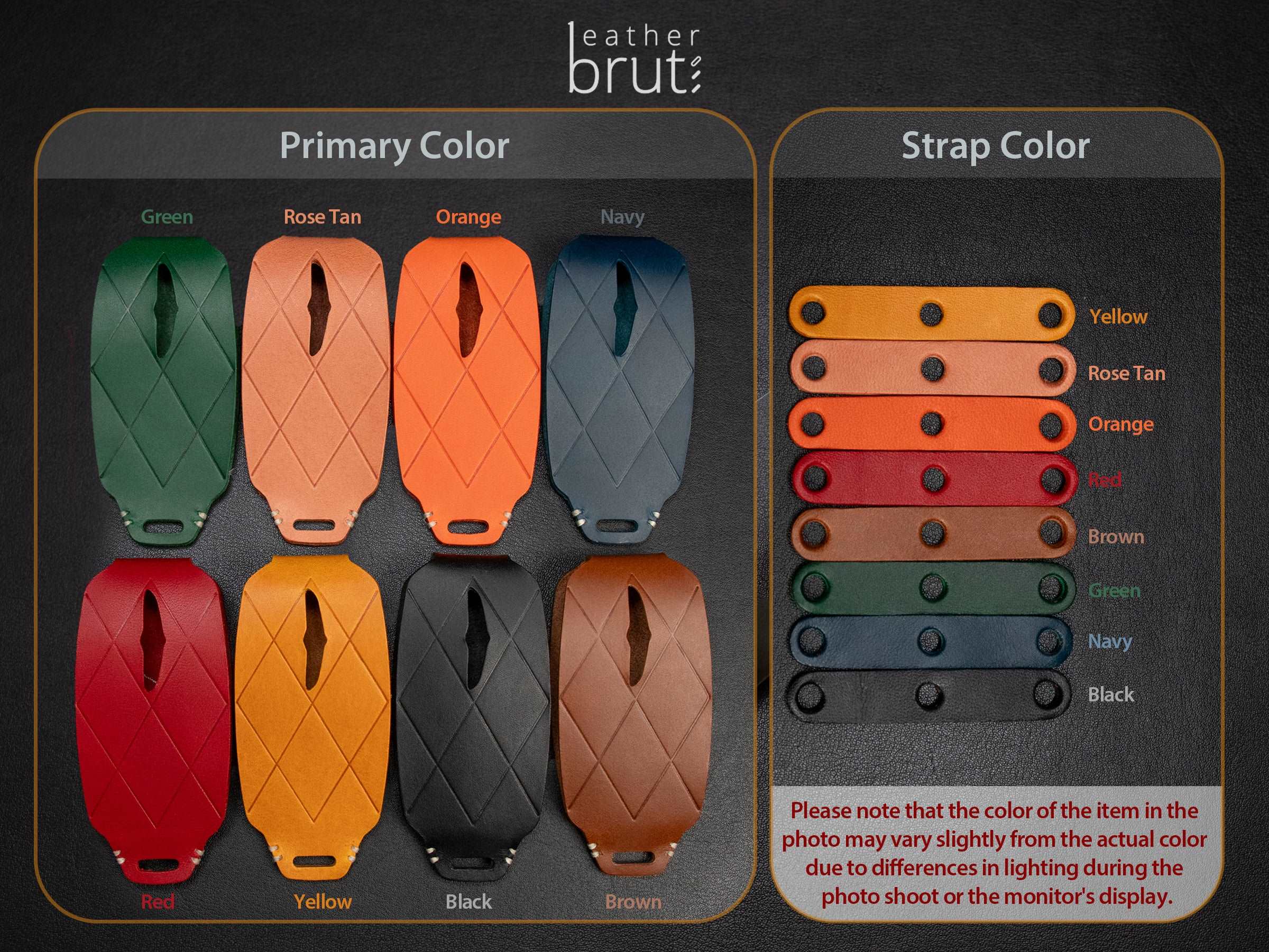 Genesis Series [3] Leather Key Fob Case - GV90 GV60 - Premium Italian Veg-Tanned Leather - Personalized Stamp