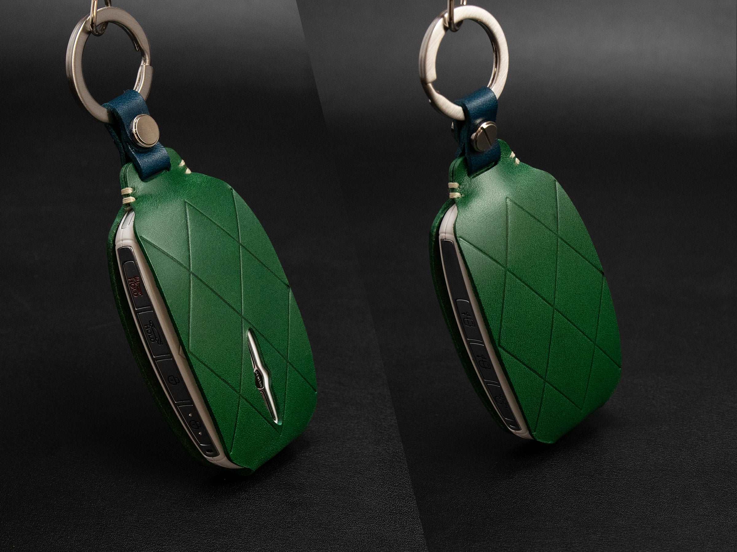 Genesis Series [3] Leather Key Fob Case - GV90 GV60 - Premium Italian Veg-Tanned Leather - Personalized Stamp