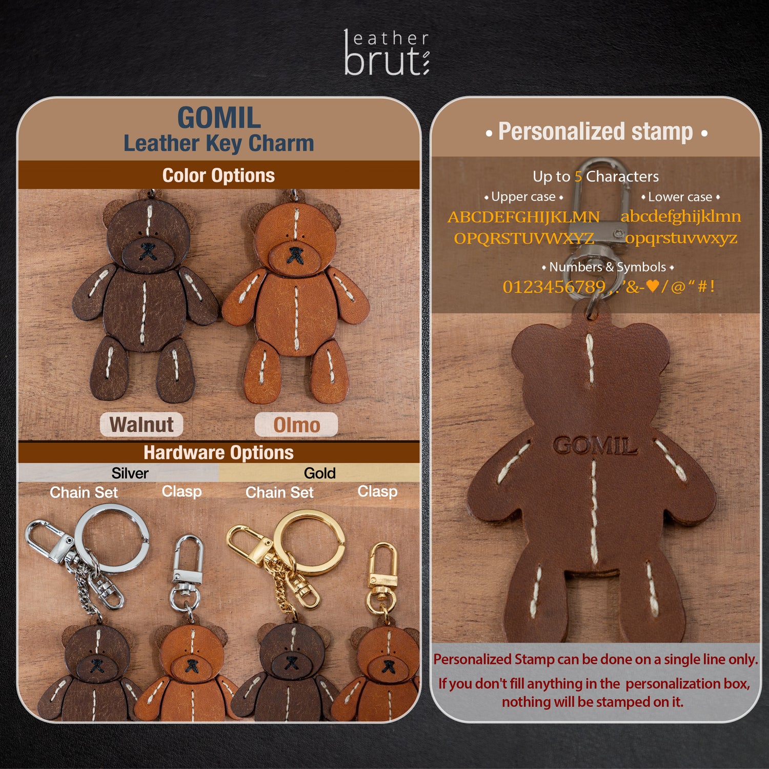 Gomil - Leather Bear Charm – Handcrafted Keychain &amp; Bag Charm