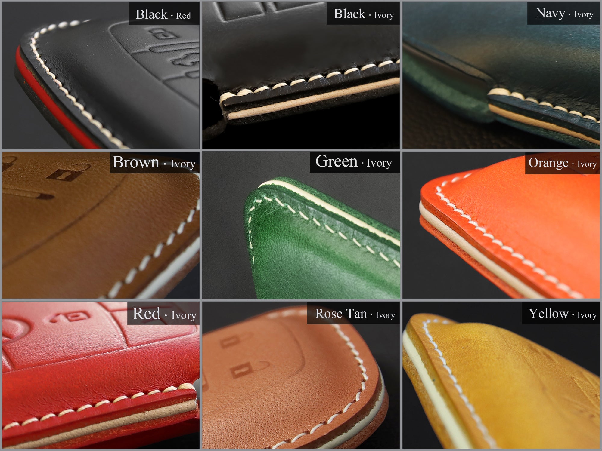 Toyota [3] Leather Key Case - Highlander, Avalon, Crown, Land Cruiser, Tundra, Camry, Corolla, RAV4 4 Buttons Cover -Italian Leather
