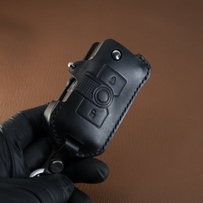 INEOS Grenadier leather key fob cover Front view
