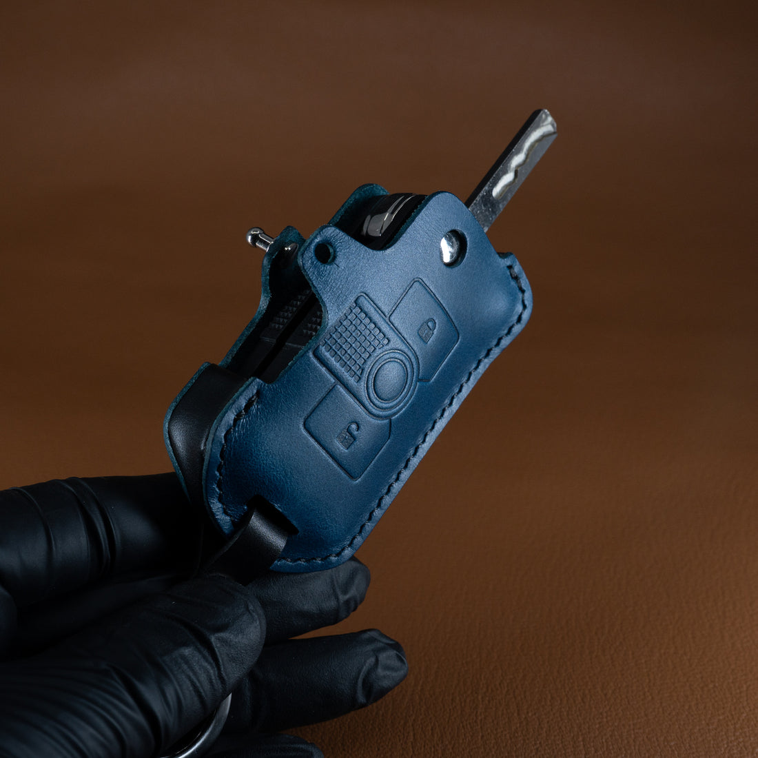 INEOS Grenadier Leather Key Case - Navy/Black