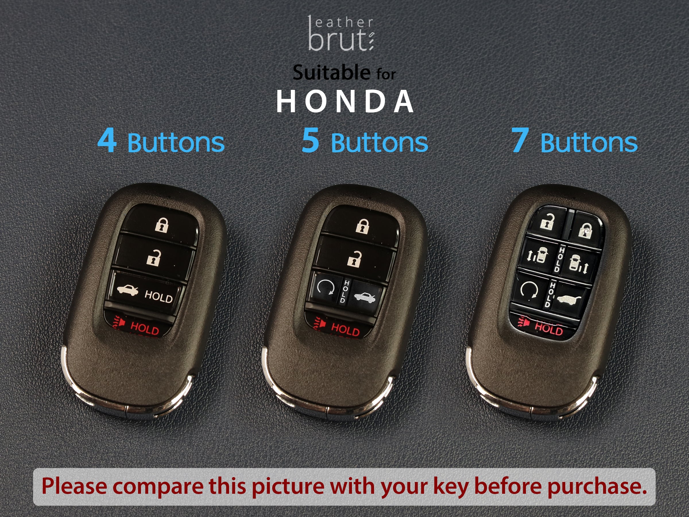 Leather Case for Honda [2-4/5/7] Key Fob