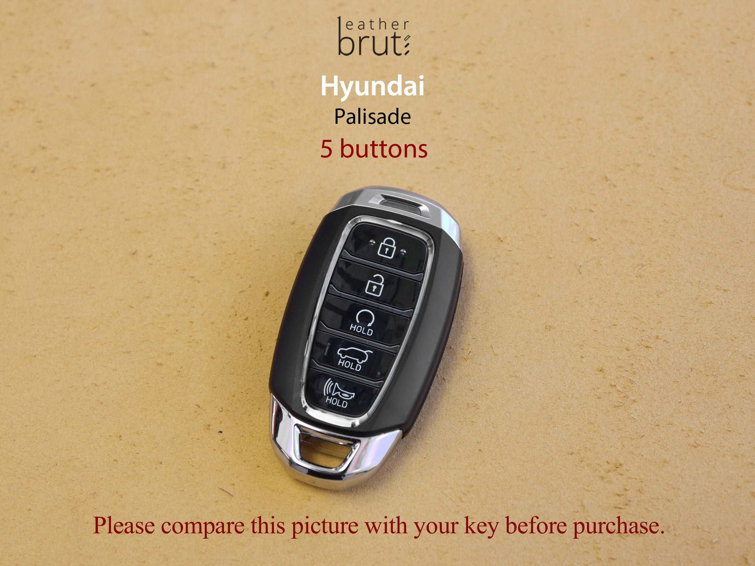 Hyundai [1-5] Key fob Cover - Palisade - Italian Veg-Tanned Leather - 5 buttons