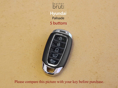 Hyundai [1-5] Key fob Cover - Palisade - Italian Veg-Tanned Leather - 5 buttons