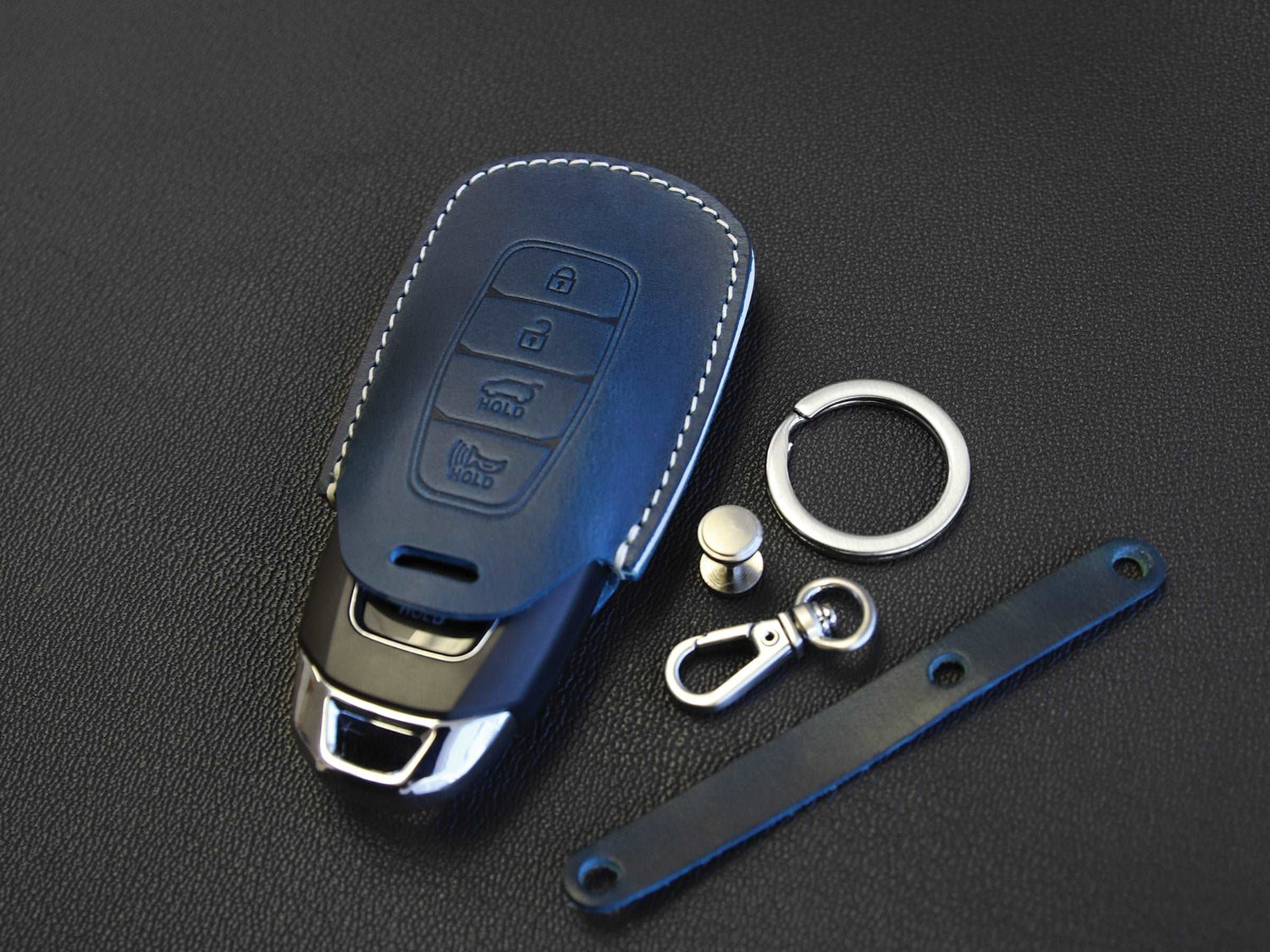 Hyundai [1-4] Key fob Cover - Kona Azera Grandeur IG- Italian Veg-Tanned Leather - 4 buttons