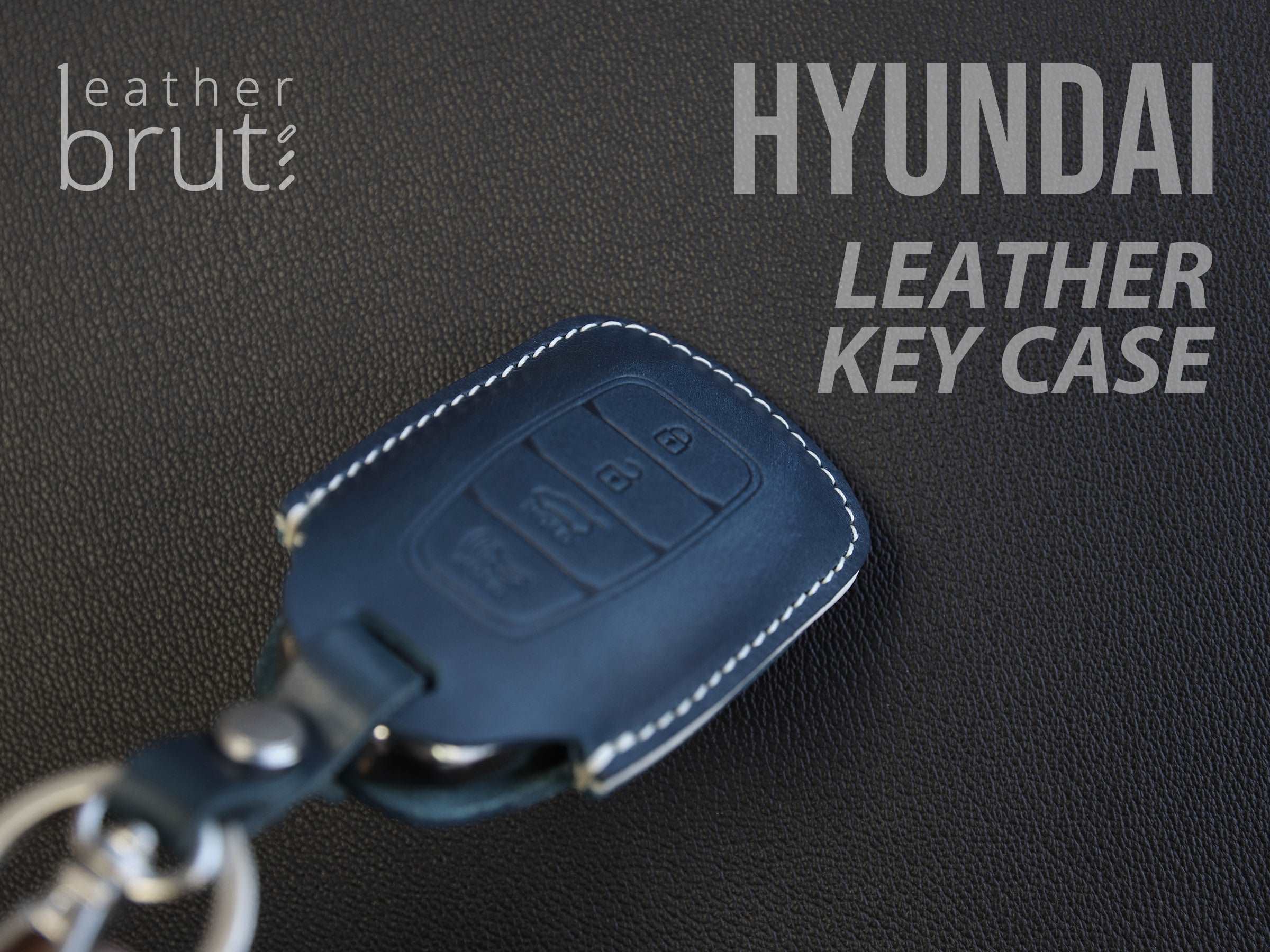 Hyundai [1-4] Key fob Cover - Kona Azera Grandeur IG- Italian Veg-Tanned Leather - 4 buttons