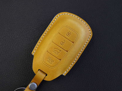 Hyundai [1-4] Key fob Cover - Kona Azera Grandeur IG- Italian Veg-Tanned Leather - 4 buttons