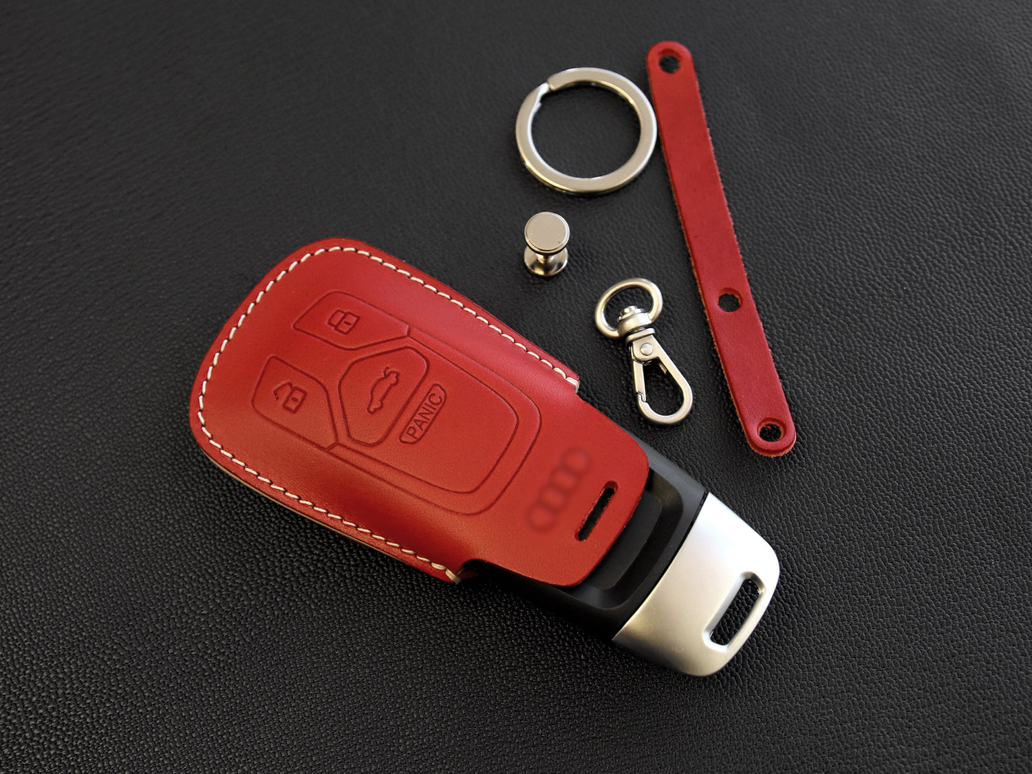 Leather Key Fob Cover for Audi [2] - Handcrafted in USA